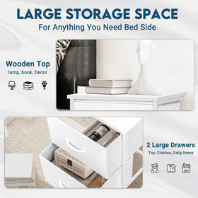 LOFTEY white nightstand placed in a tidy bedroom for a clean look