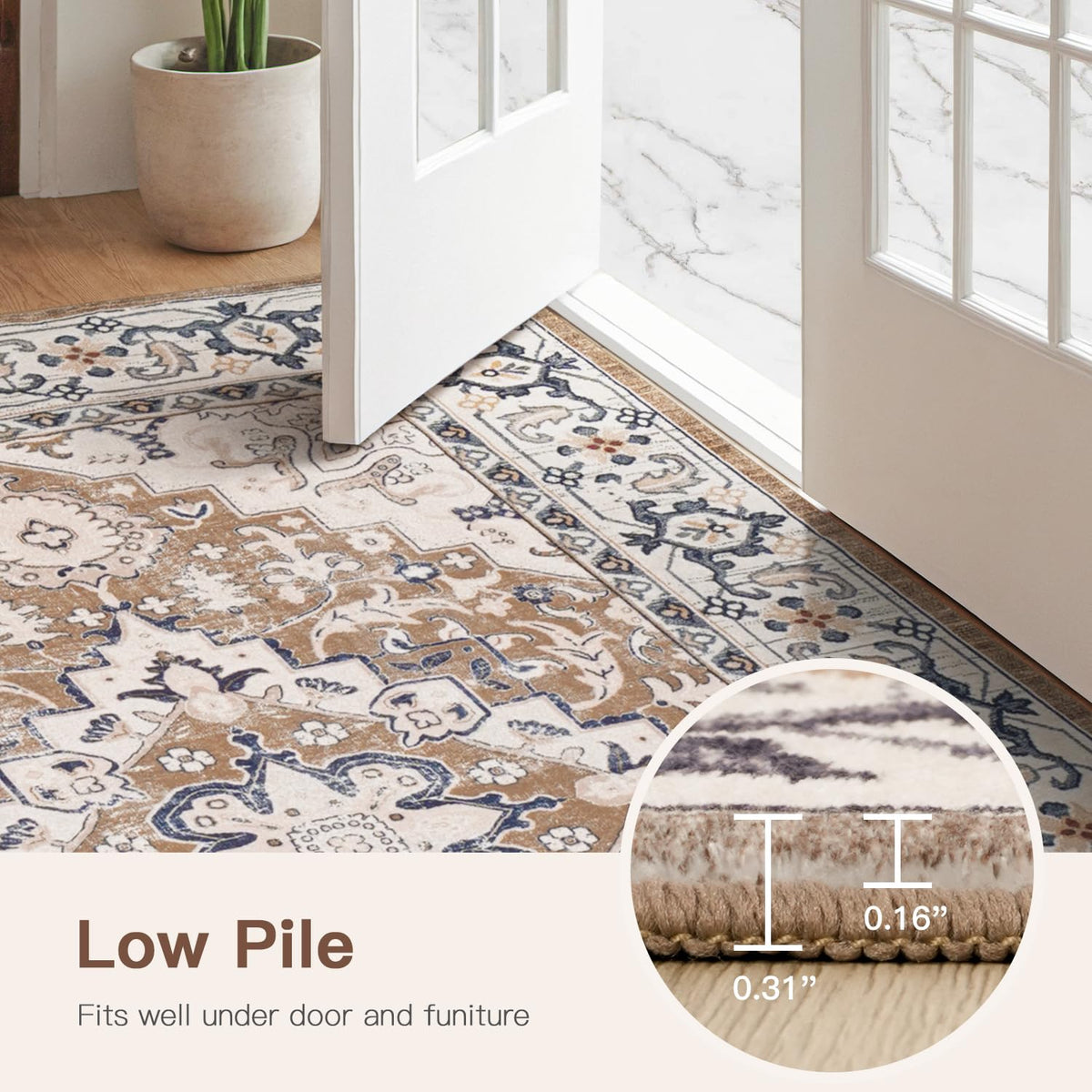 Lofus non-slip backing keeps the rug in place