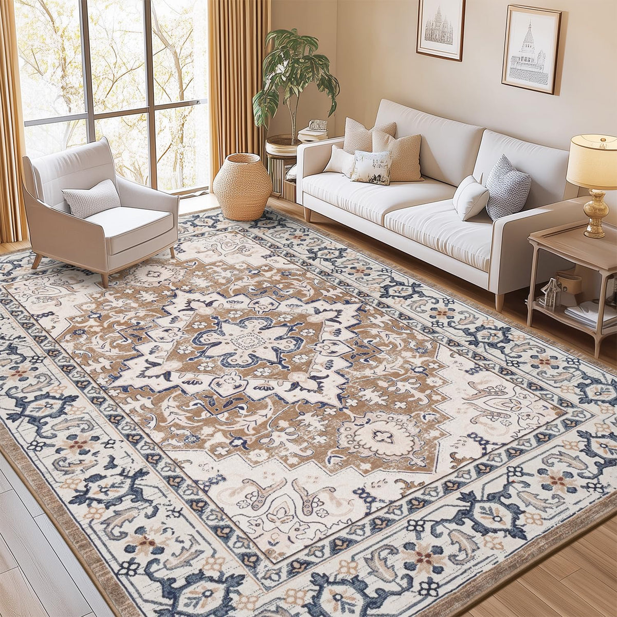 Lofus vintage boho medallion design enhances neutral living spaces