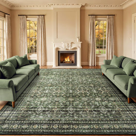 Lofus 9x12 green area rug with washable finish for living rooms.