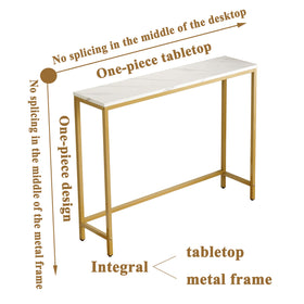 Loglus console table features one-piece design for quicker setup.