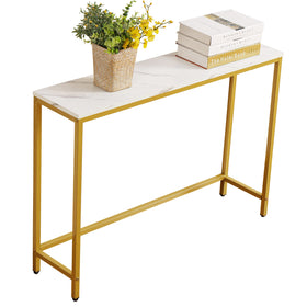 Loglus small console table with faux marble top for an entryway display.