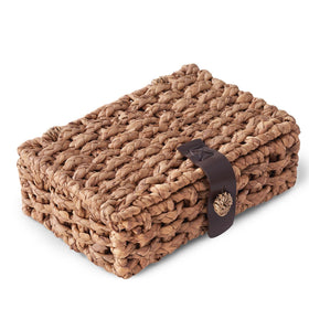LOHONER decorative box with lid showcasing handwoven water hyacinth weave for chic storage