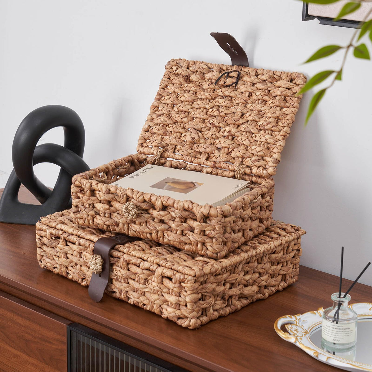 LOHONER handwoven storage box adds artisanal charm to shelves and consoles