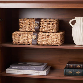 LOHONER water hyacinth weave box highlights natural texture in living spaces