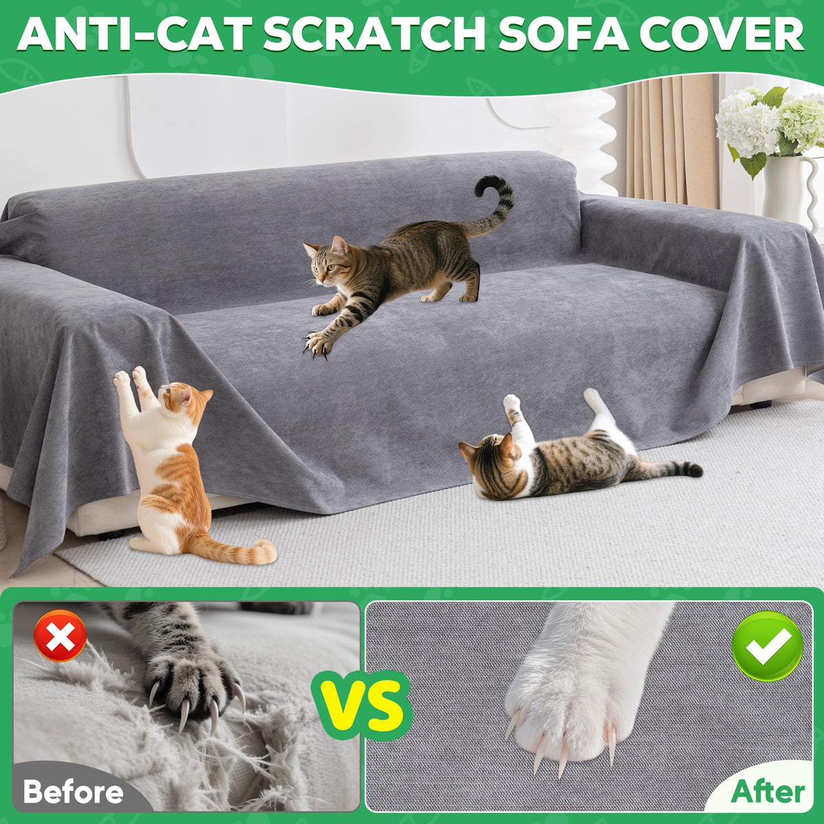 Loiion full couch coverage protects backrests and armrests