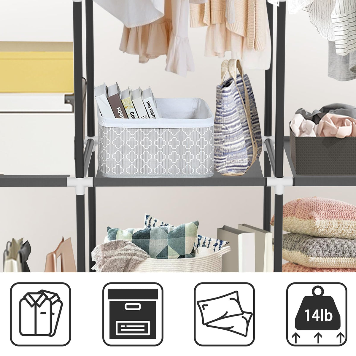 LOKEME portable closet is ideal for dorms and bedrooms with limited space.