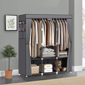 LOKEME wardrobe closet with 6 storage shelves keeps folded items organized.