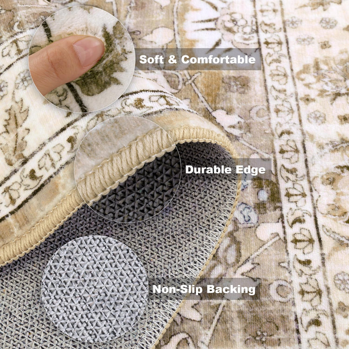 LOKHOM machine-washable rug for quick, easy cleaning and maintenance.
