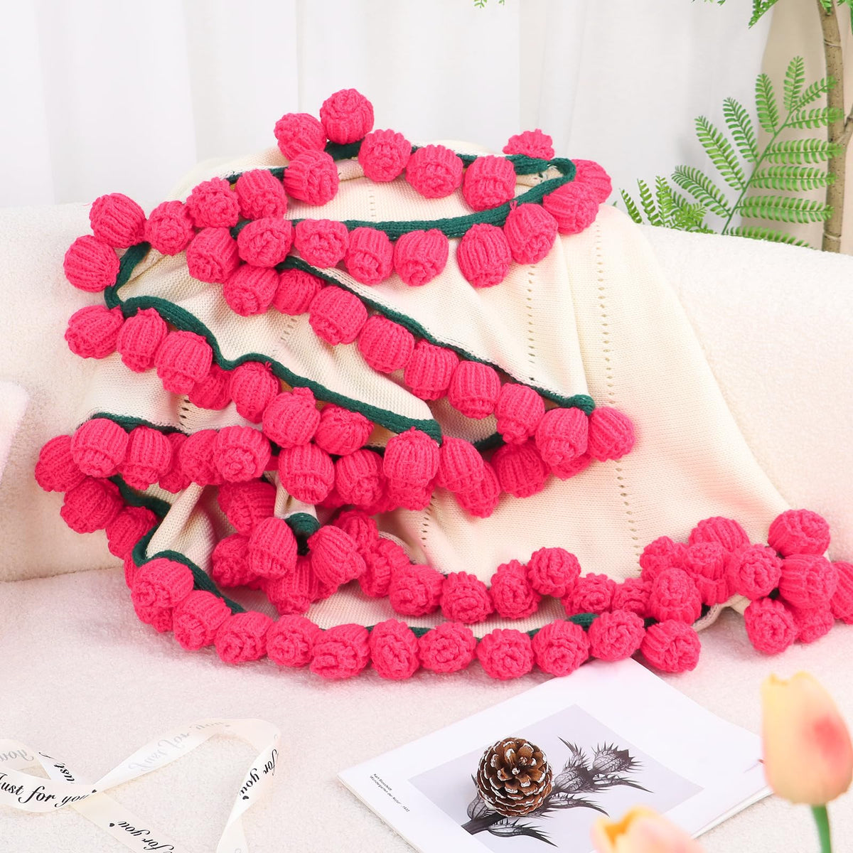 LOKOZ versatile décor blanket doubles as a bouquet when rolled.