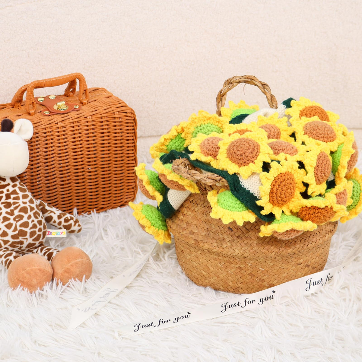 LOKOZ handmade crochet flowers display that never wilt for lasting decor.