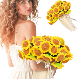 LOKOZ sunflower gift bouquet crochet blanket shown as vibrant home decor and gift idea