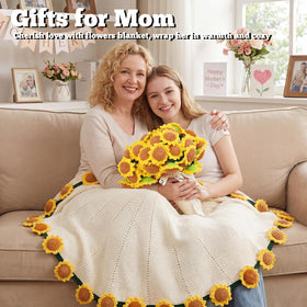 LOKOZ teacher appreciation gift blanket with crochet sunflowers for thoughtful classroom decor.