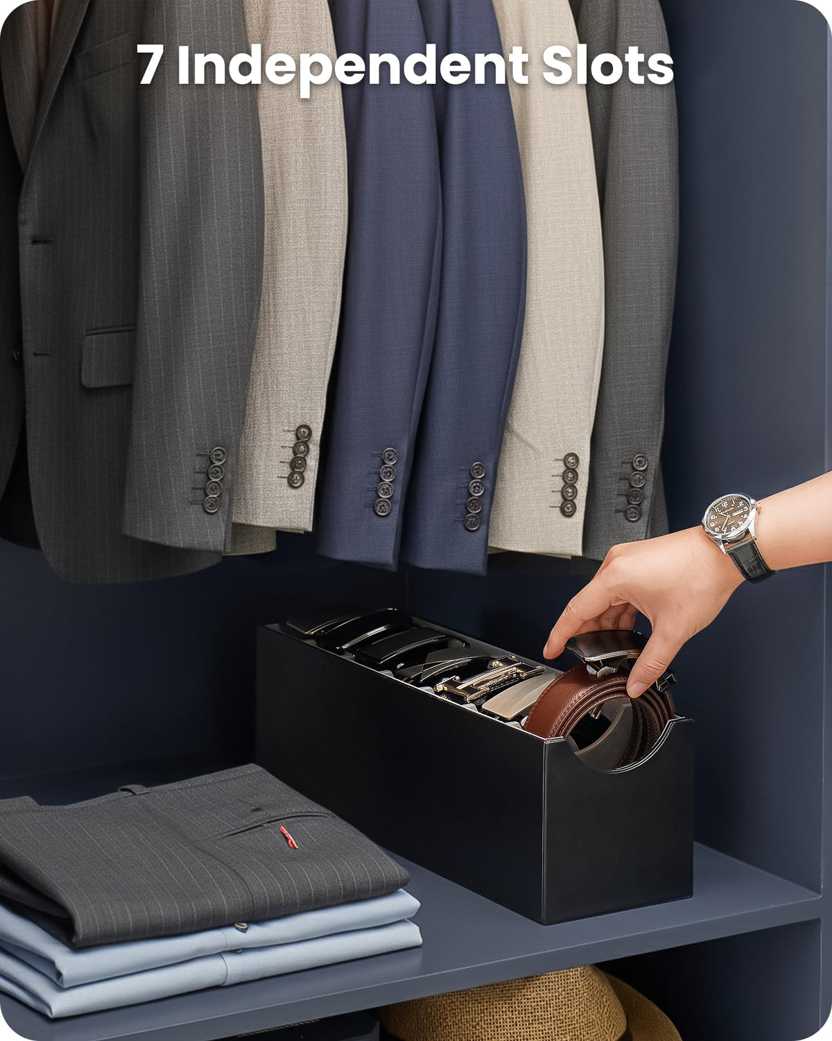 Lolalet extra-wide slot design accommodates wide and narrow belts.