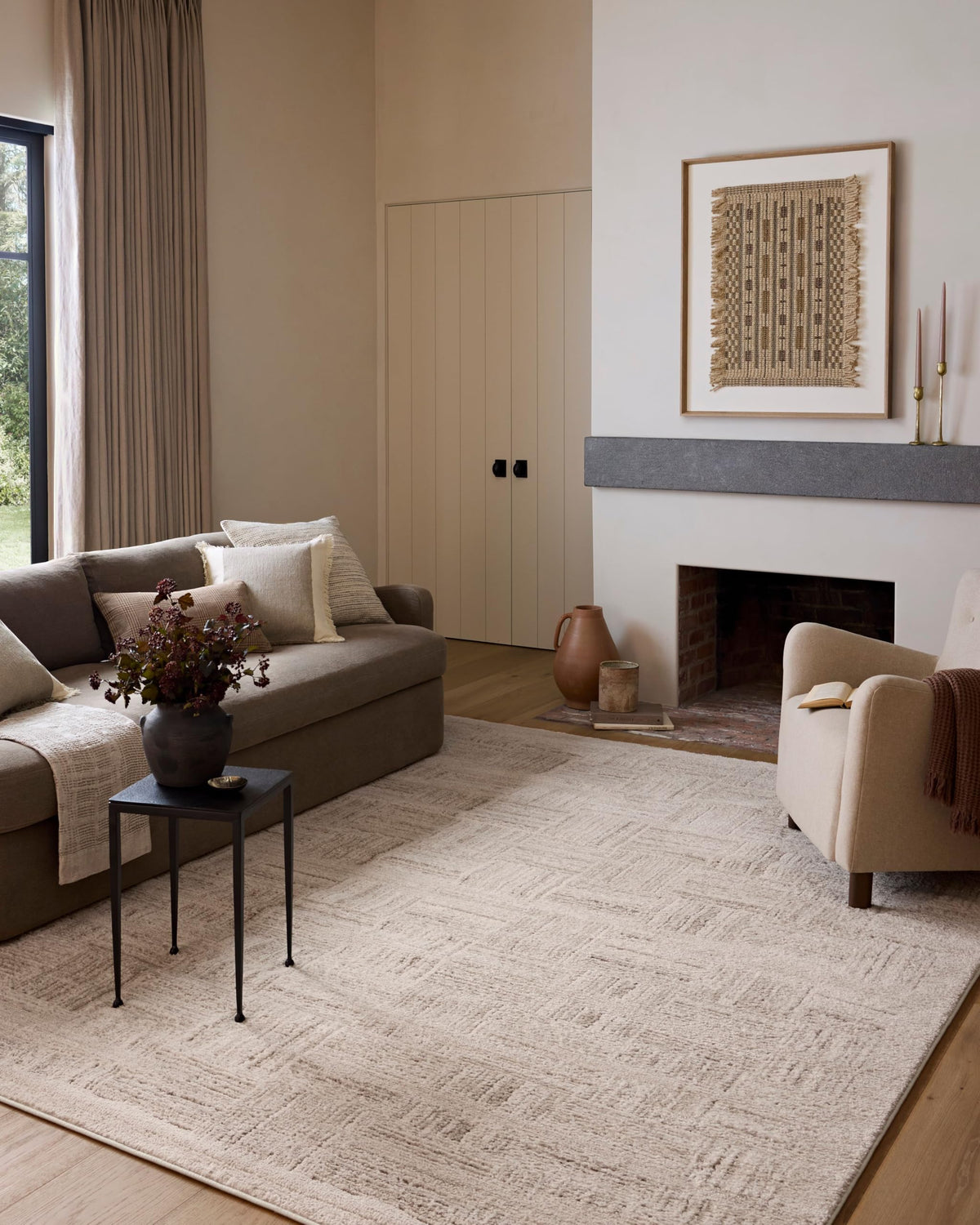 Loloi Amber Lewis Monty rug ivory-taupe closeup texture for cozy living spaces.