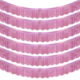 LOLStar pink foil fringe garland creates a sparkling wall backdrop for photos.