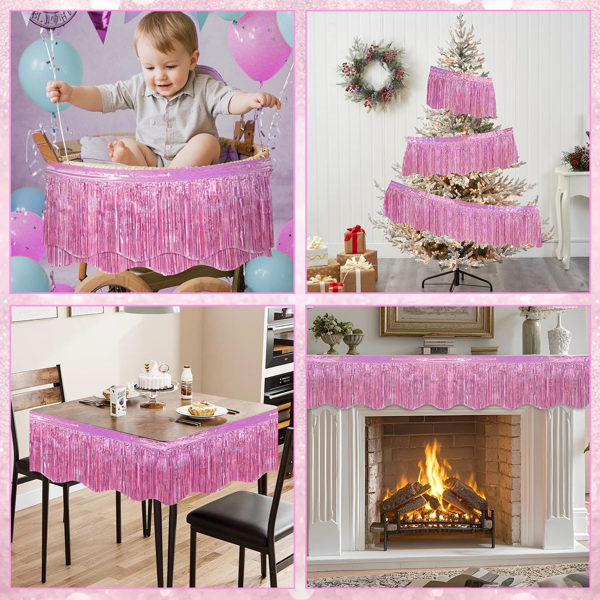 LOLStar pink garland over a doorway adds a festive entrance for celebrations.
