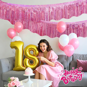 LOLStar pink glitter banner skirts tables with shimmer for memorable receptions.