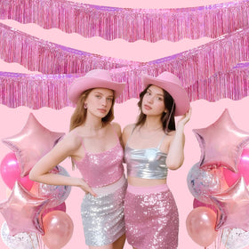 LOLStar six-pack pink garland set provides flexible party decor options for any event.