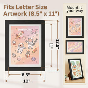 LOMISTORY front opening frame holds letter-size art for quick updates