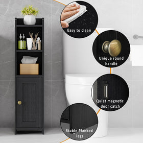 Lomojo small bathroom storage cabinet side view highlighting slim profile for tight spaces