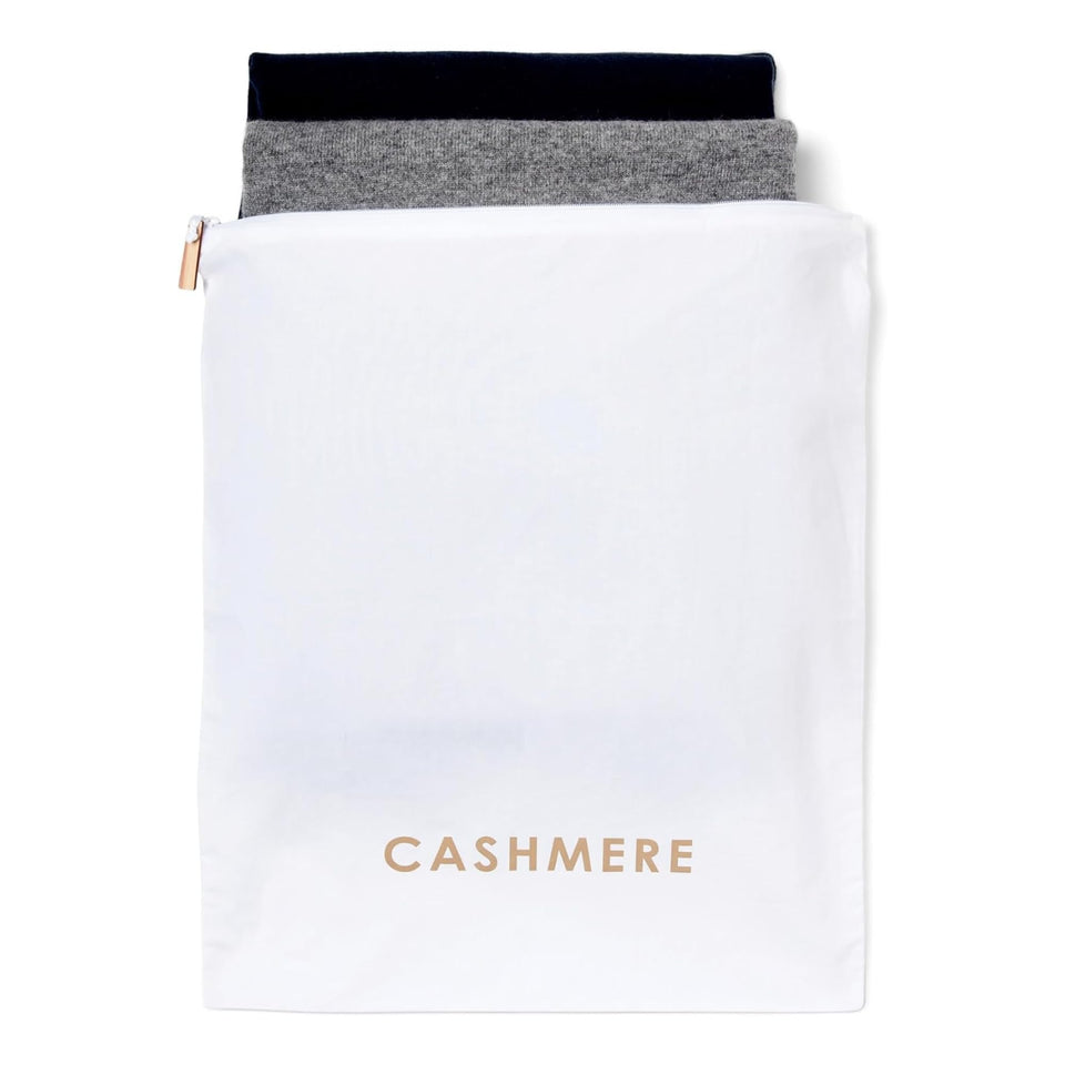 Lona Scott cashmere sweater storage bag with cedar zip for moth protection