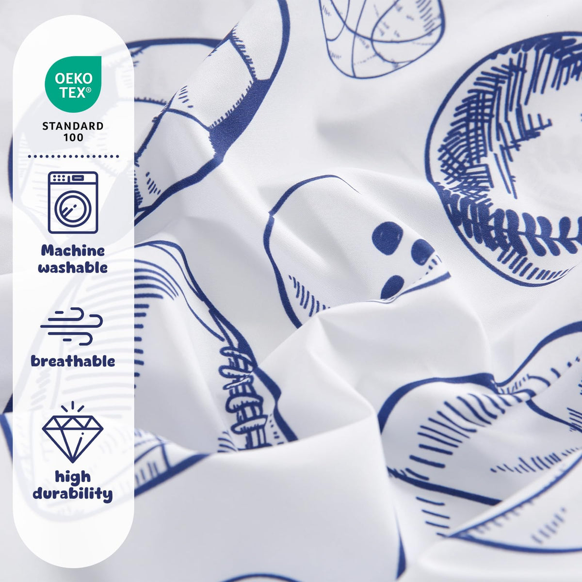LONAVA Ball Sports anti-slip hem detail helps keep sheets in place.