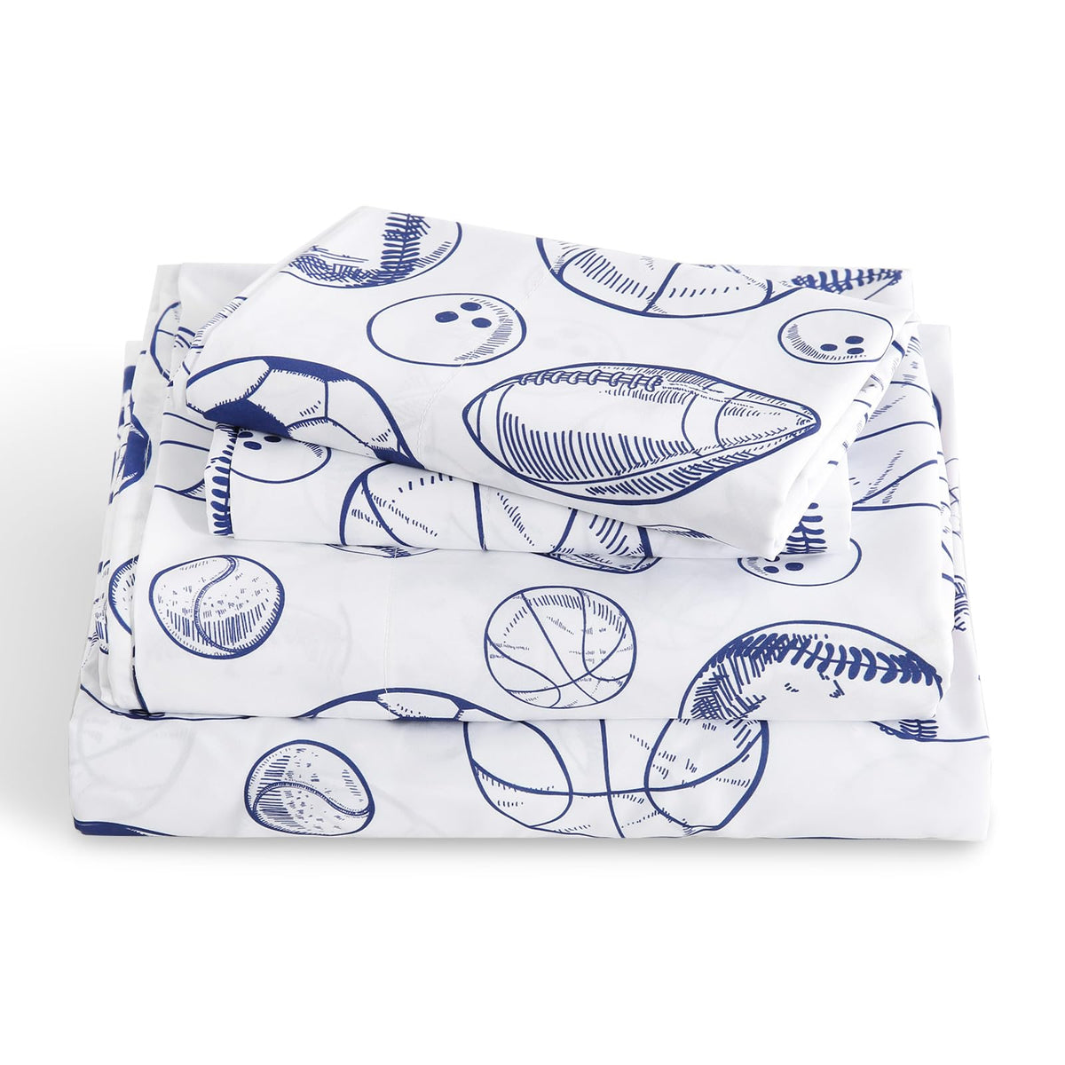LONAVA Ball Sports twin flat sheet displays vibrant print that lasts after washing.