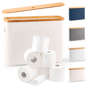 Lonbet toilet paper storage for 12 rolls in a tidy arrangement.