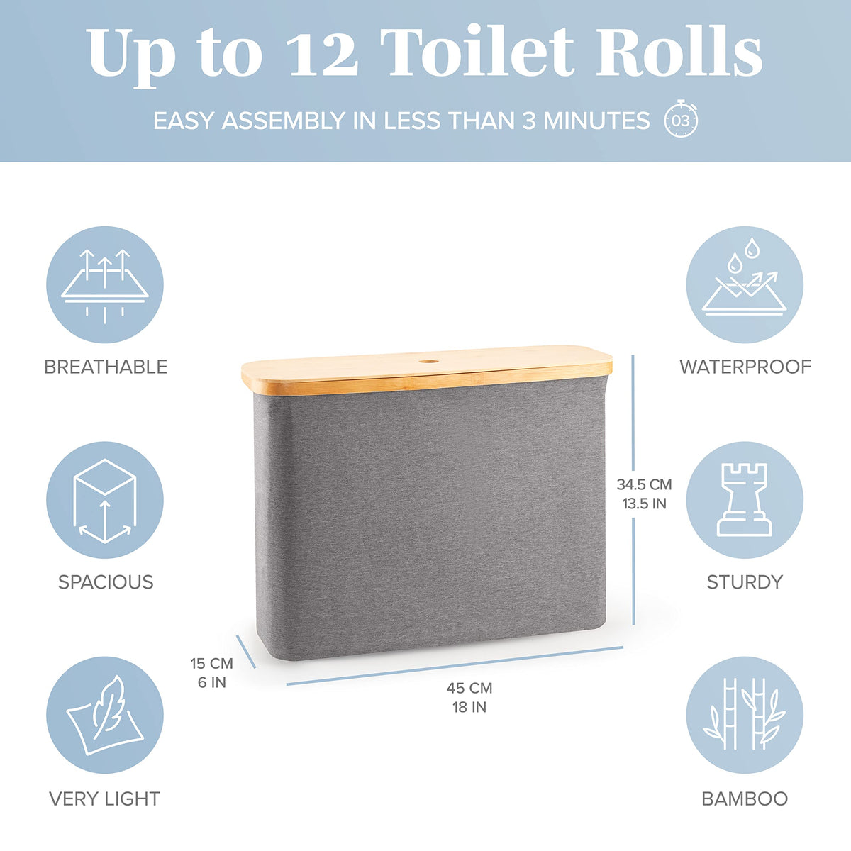 Lonbet waterproof basket with bamboo lid protects rolls from moisture