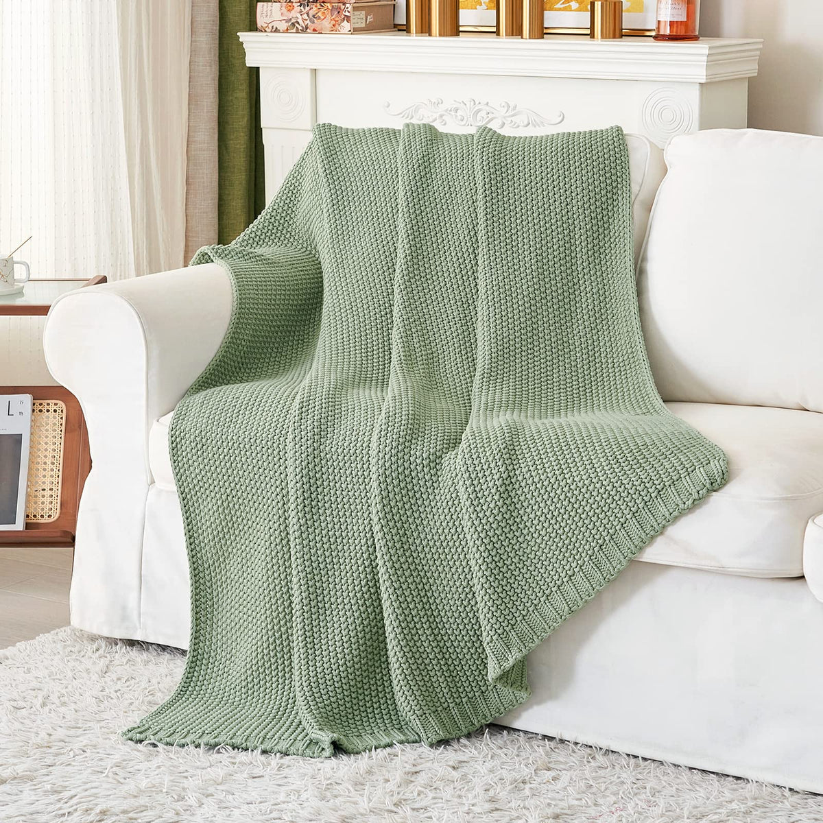 Longhui Bedding chunky knit blanket on a chair for cozy decor