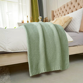 Longhui Bedding chunky knit blanket with laundering bag included