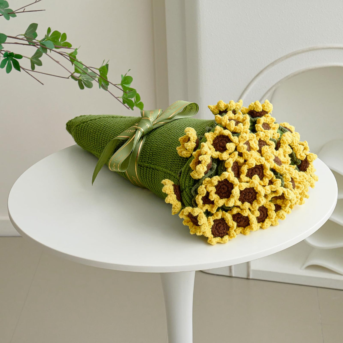 Longhui Bedding crochet flower bouquet blanket with sunflowers adds warm decor and cozy comfort.