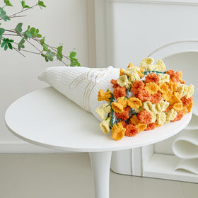 Longhui Bedding crochet flower bouquet throw close-up with cozy rose motifs for decor