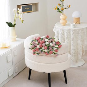 Longhui Bedding fringe detail adds playful, delicate rose bouquet aesthetic