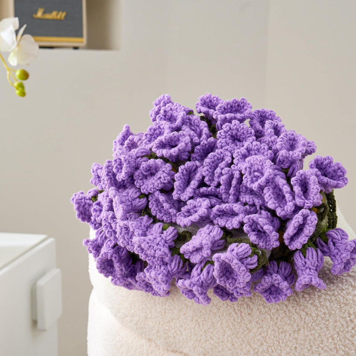 Longhui Lily of the Valley blanket used as crochet tablecloth idea for intimate meals.