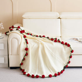 Longhui Bedding rose-detail closeup highlights intricate stitches and soft texture.