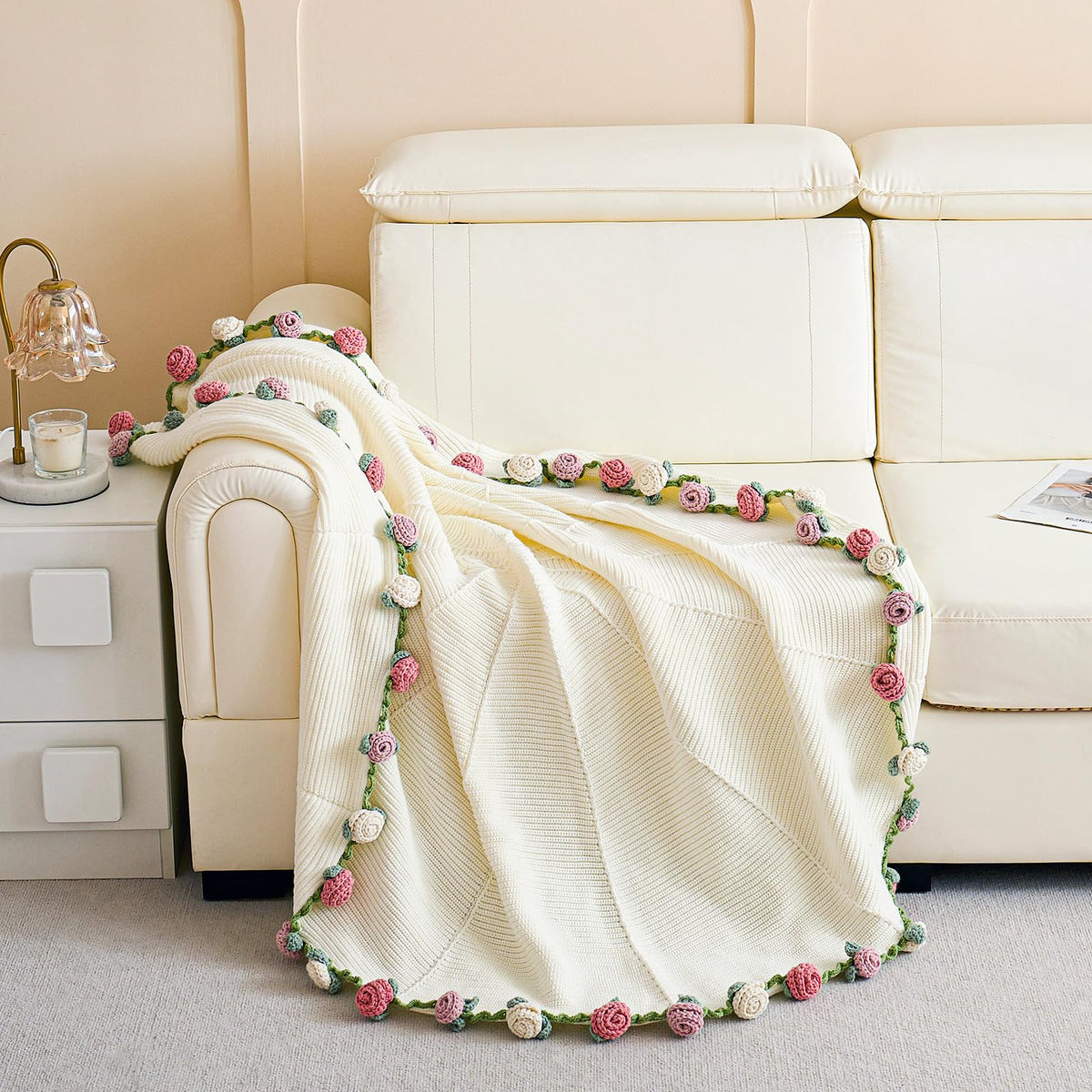 Longhui Bedding soft knit throw, lightweight and breathable for year-round coziness