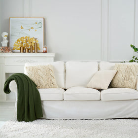 Longhui Bedding soft texture closeup in olive green highlights plush cotton feel.