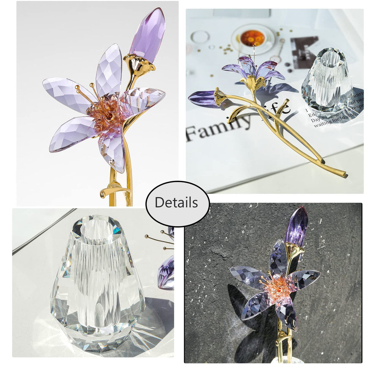 LongWIN crystal lily vase setup as a compact centerpiece.