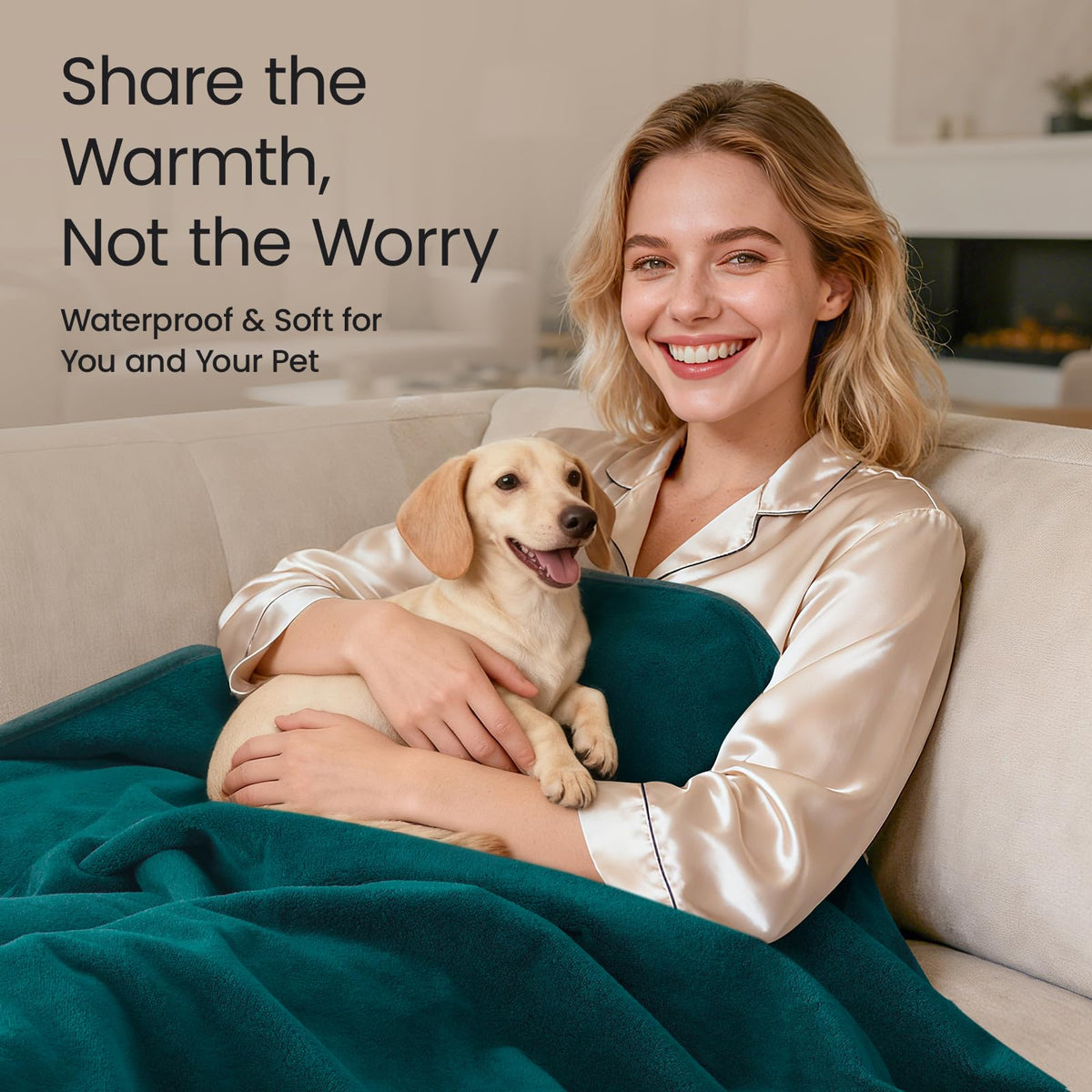 LOOBANI couch blanket with pet nearby demonstrates pet-friendly protection for furniture.