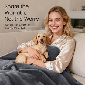 LOOBANI waterproof throw blanket texture flannel close-up feels ultra soft