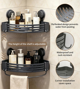 LOOCH shower caddy drain holes prevent pooling and residue.