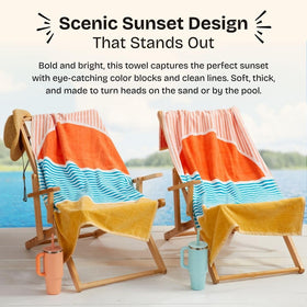 Loon & Lake Beach Towels Sunset-2, vibrant sunset rays aid quick identification on busy shores.
