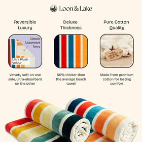 Loon & Lake retro stripes towel by the poolside, perfect for 2-pack convenience.
