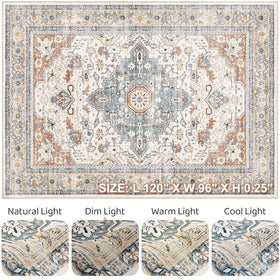 LOONGRUG distressed vintage look hides wear in busy areas.