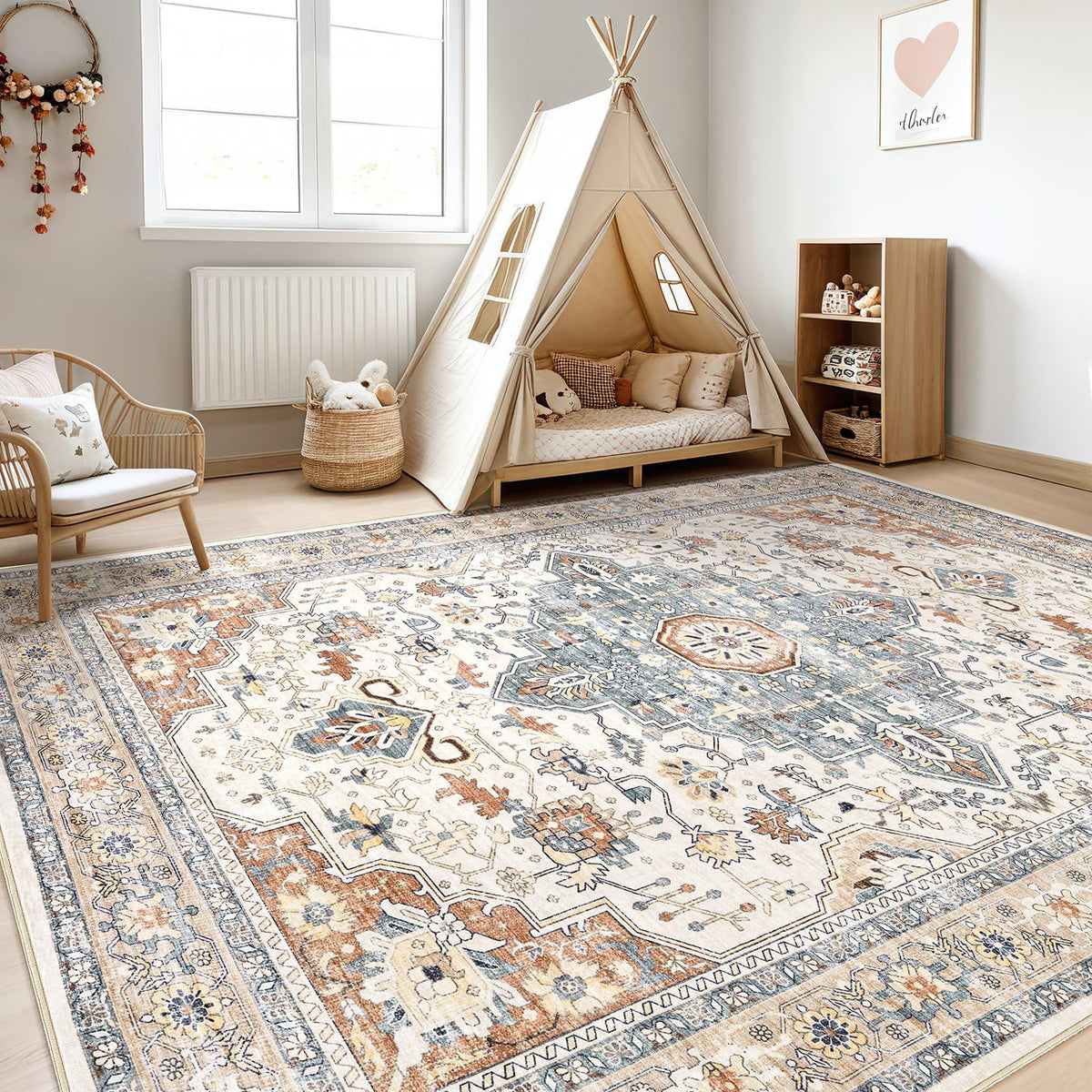 LOONGRUG kid and pet friendly rug handles high-traffic areas safely.