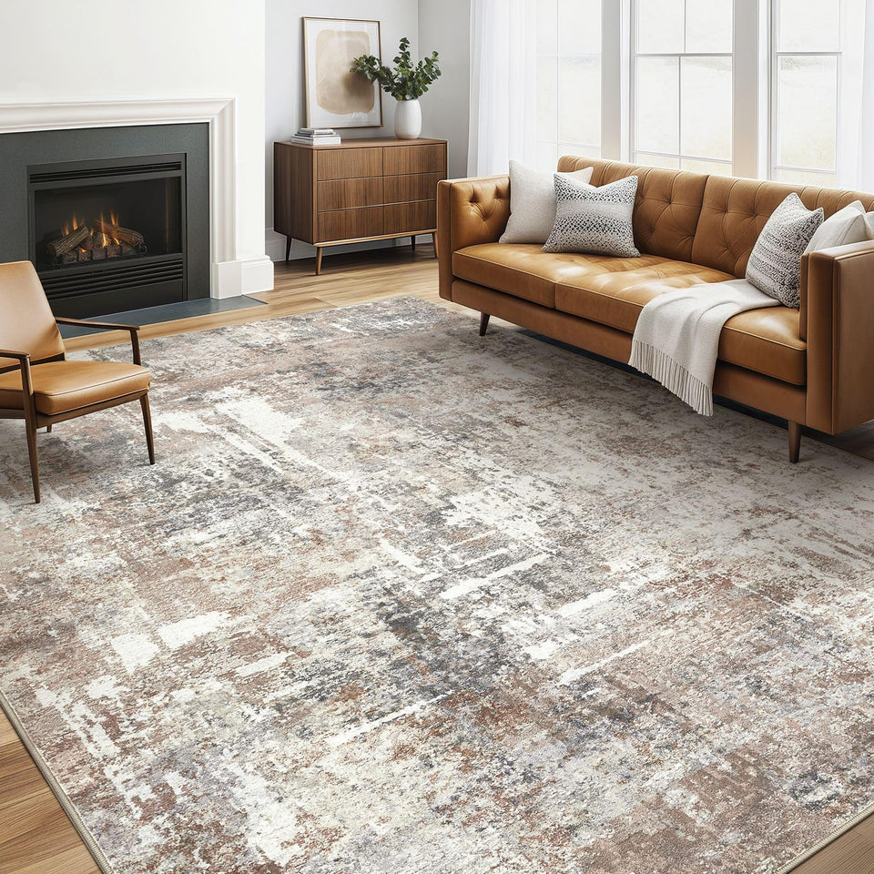LOONGRUG living room rug 5x7 with soft faux-wool texture for cozy feet.