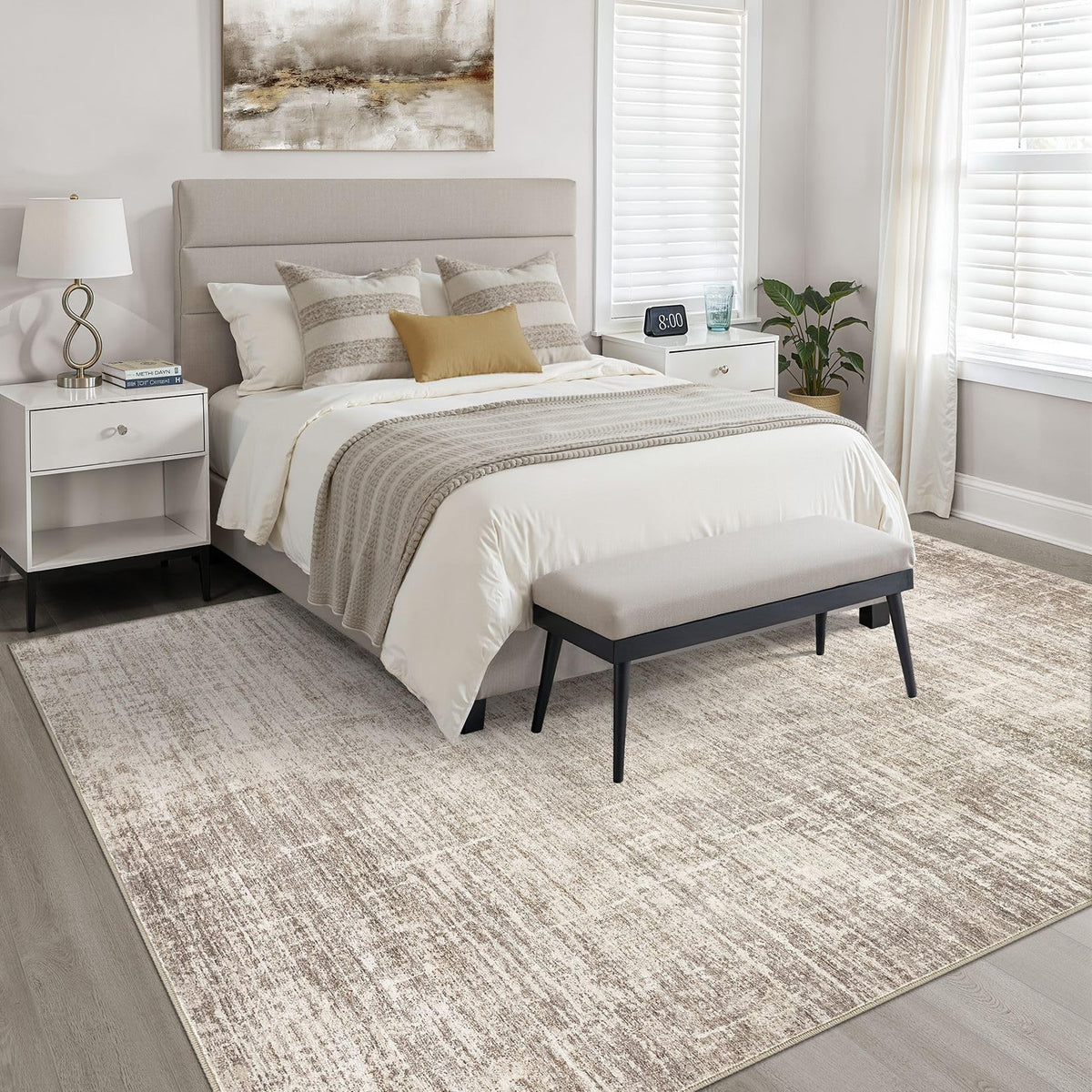 Loongrug neutral abstract design complements modern and rustic decor