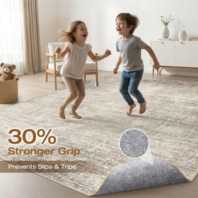 Loongrug non-slip backing close-up, keeps the rug securely in place on wood floors.